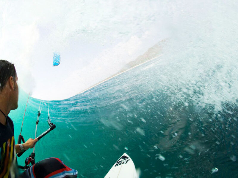 Kiteboarding in the Barrel