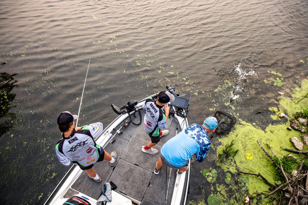 Boating a fish with a net