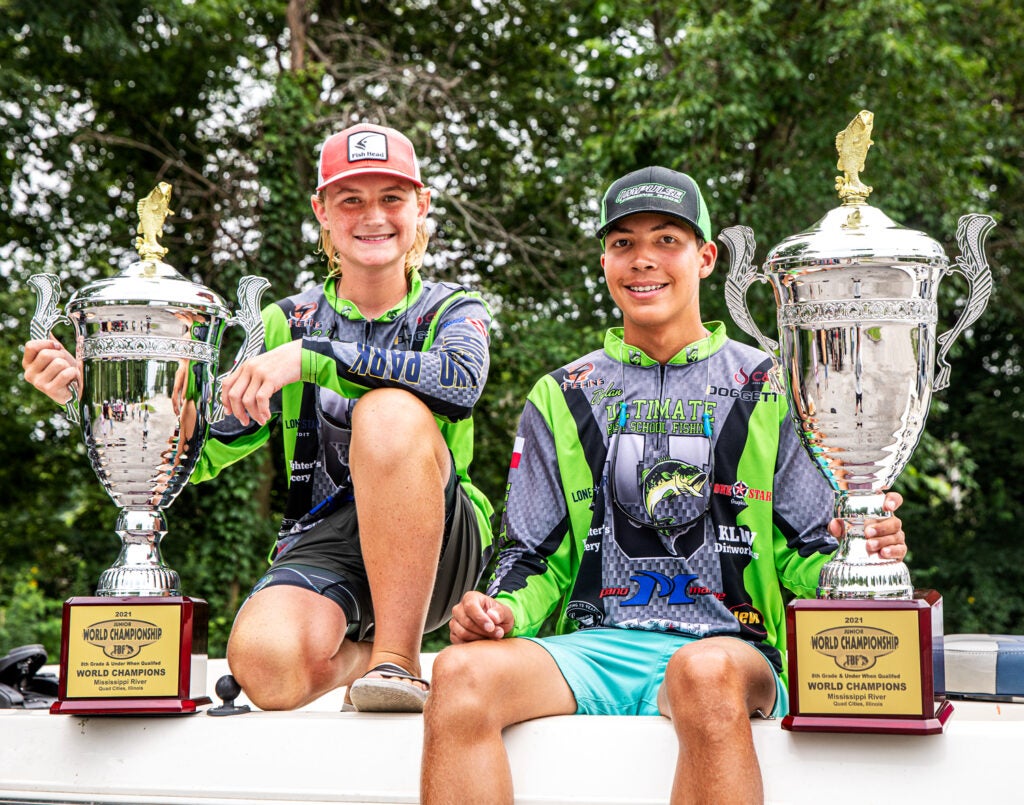 Cullum Brown and Dylan Sorrells with trophies