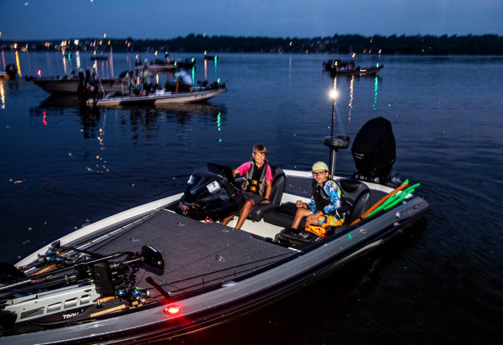 Prepping bass boat at dawn.