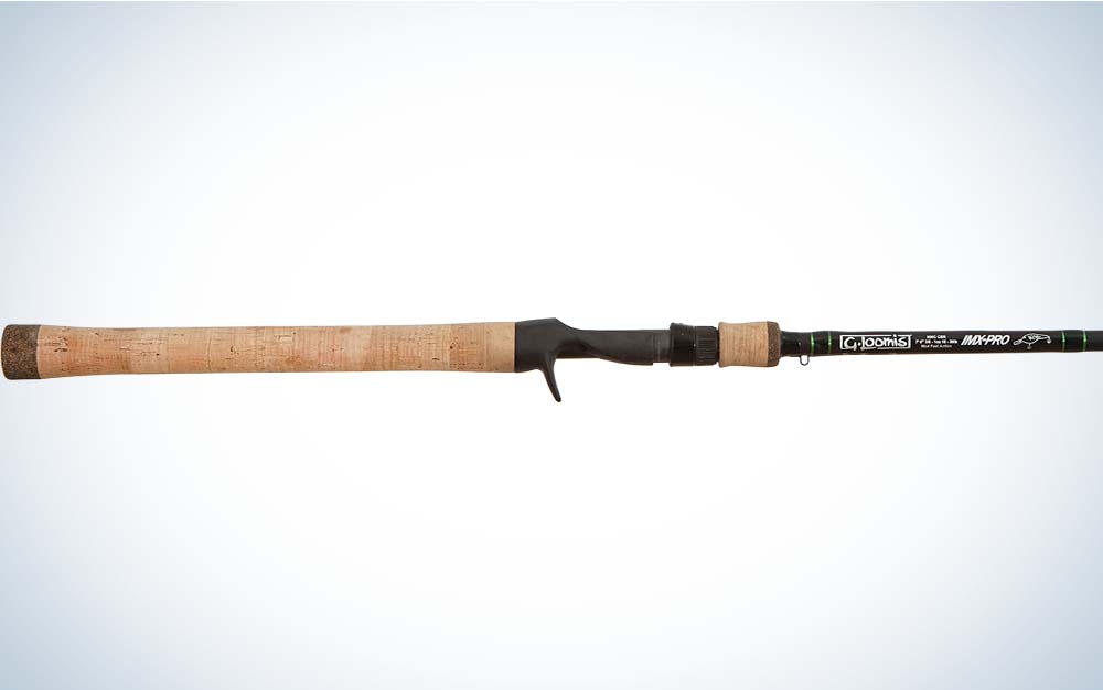 A black best crankbait rod with a cork handle