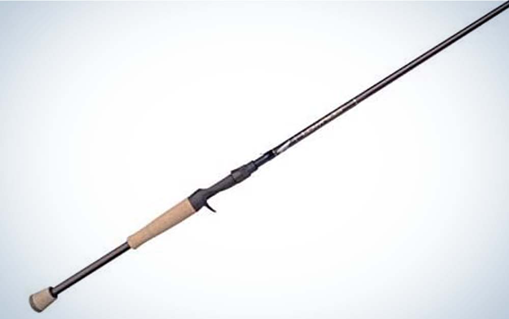 A black best crankbait rod with a cork handle