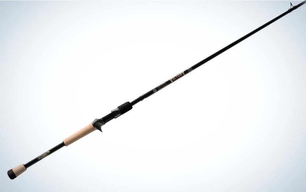 A black best crankbait rod with a cork handle