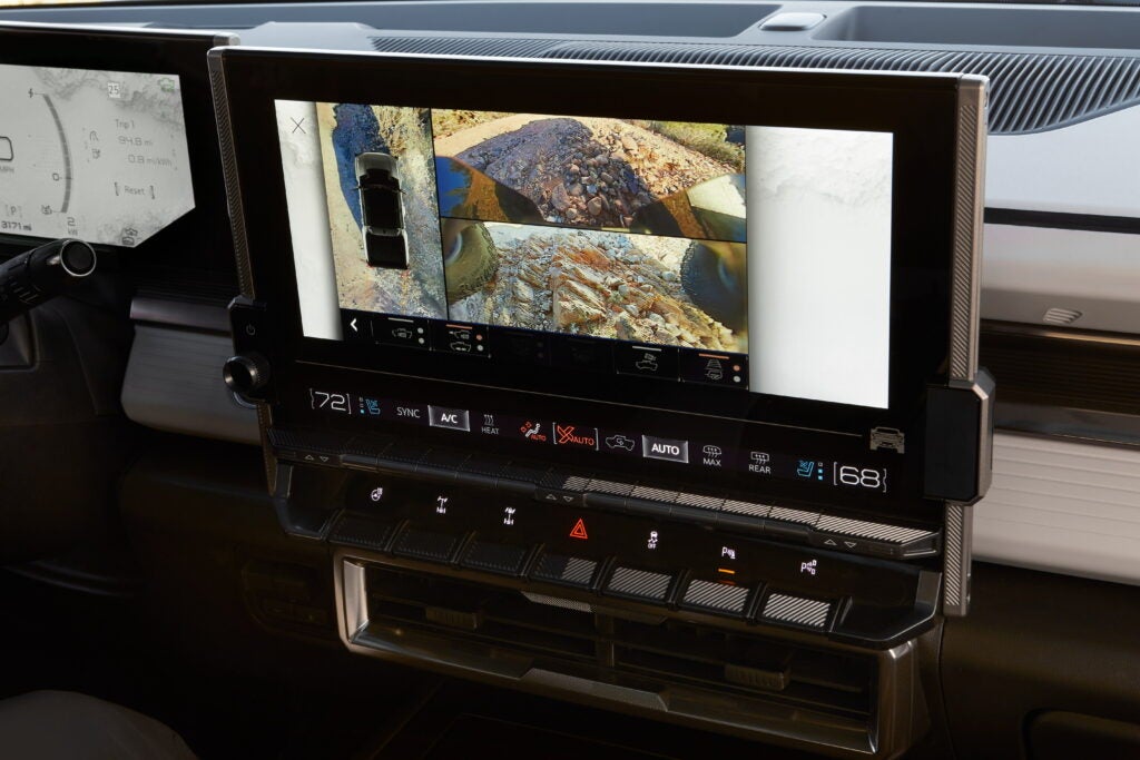 There are 18 different cameras including an underbody camera on the Hummer EV.