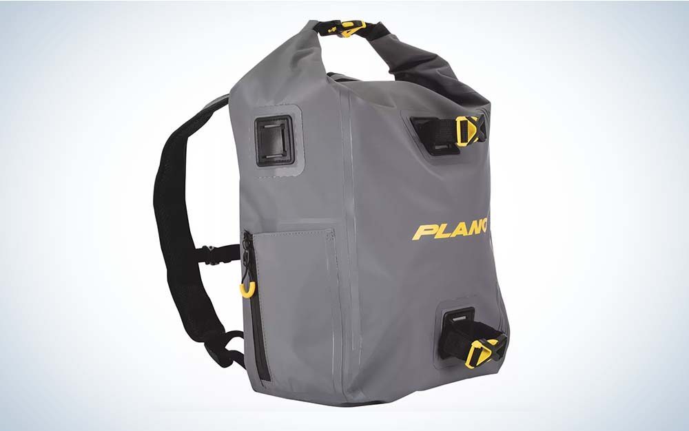 Grey waterproof fishing backpack