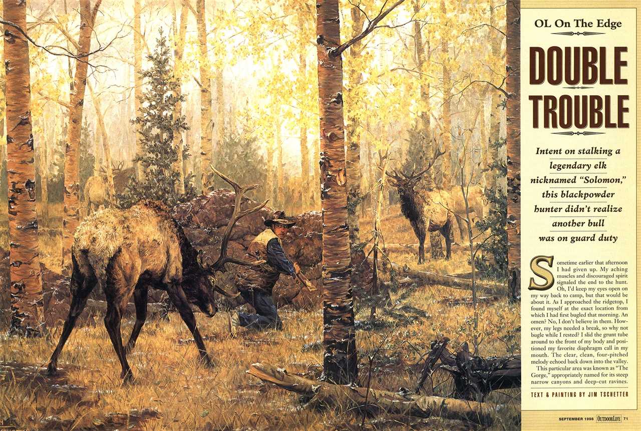 A blackpowder hunter caught between two elk