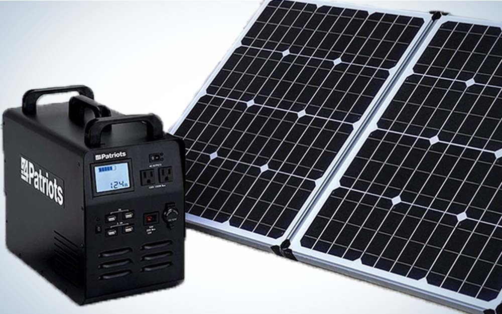 A black best solar generator next to solar panels