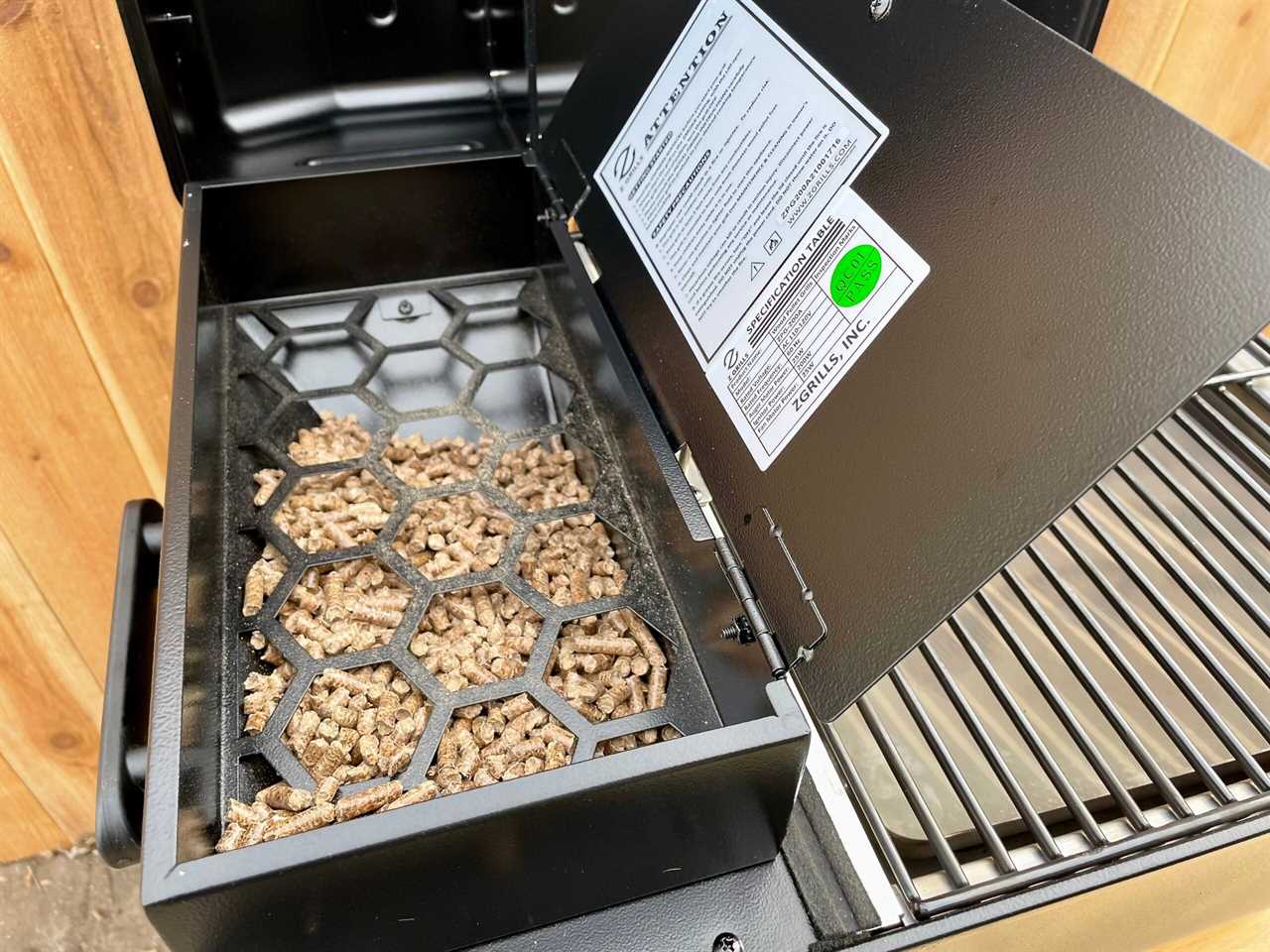 Pellets in a pellet grill