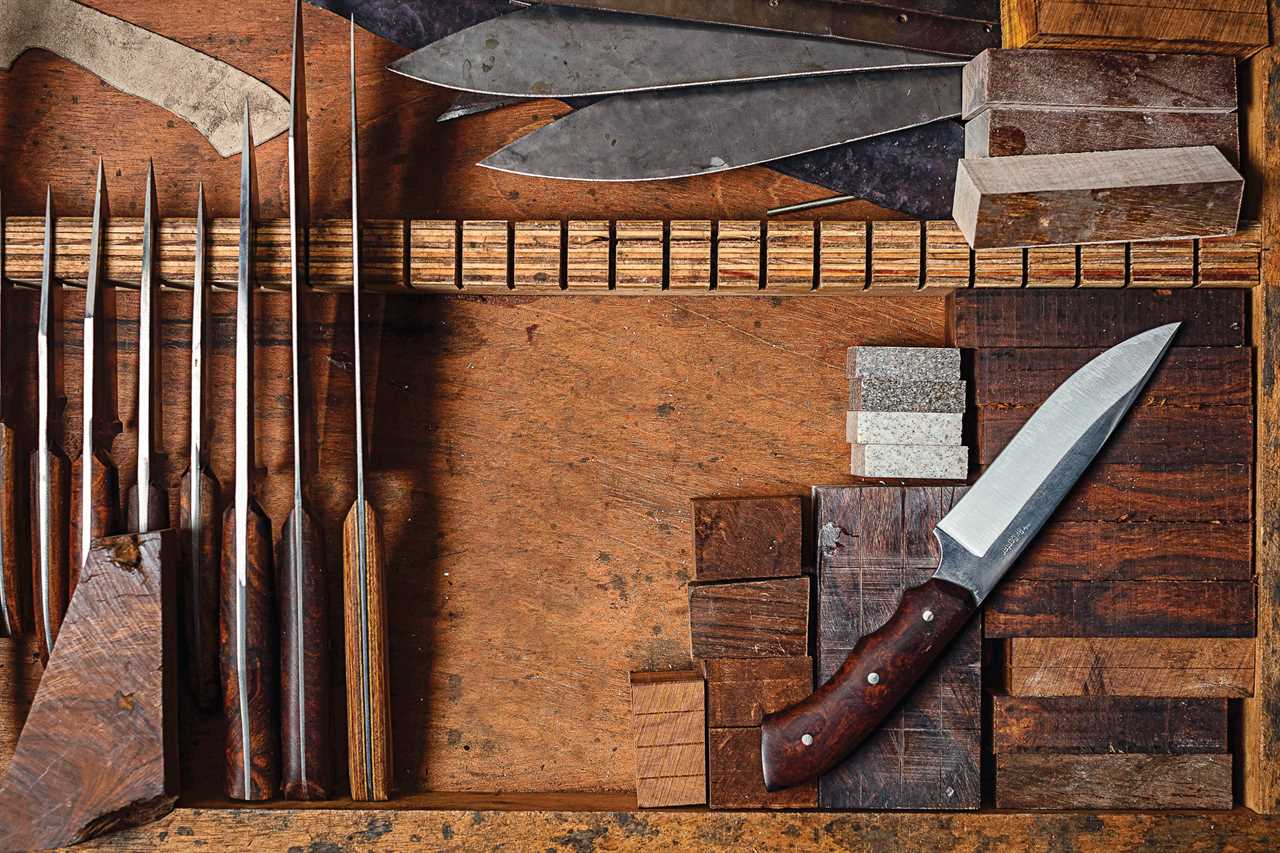 Blanks for knife handles in a shop