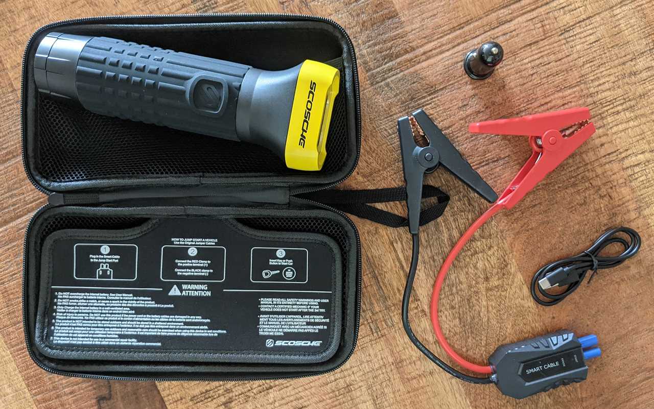 Here is everything included with the Scosche Powerup 600 Torch.