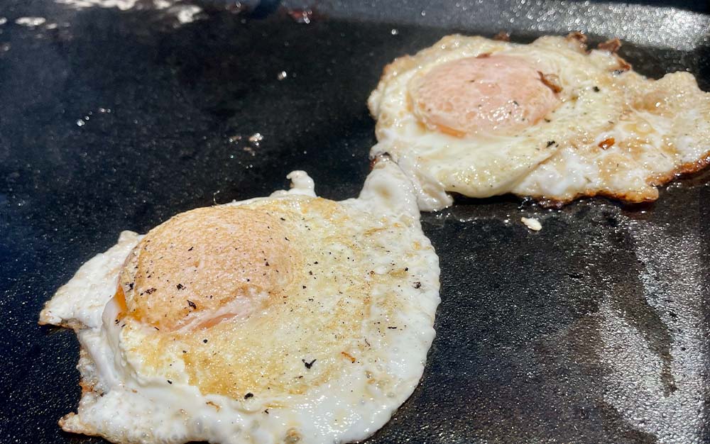 This Camp Chef carbon steel griddle performed just as well as the cast iron units in this test.