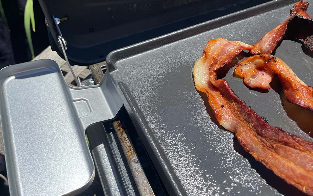 The handy grease tray on the Coleman HyperFlame made cleanup a breeze.