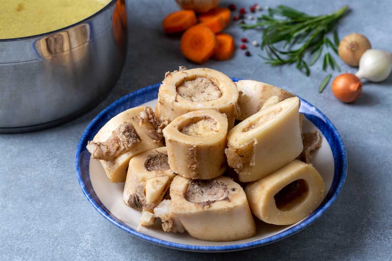 Boiled bones pulled from broth