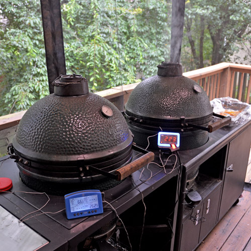 set ups showing the Thermoworks Signals and BBQ Guru UltraQ in action.