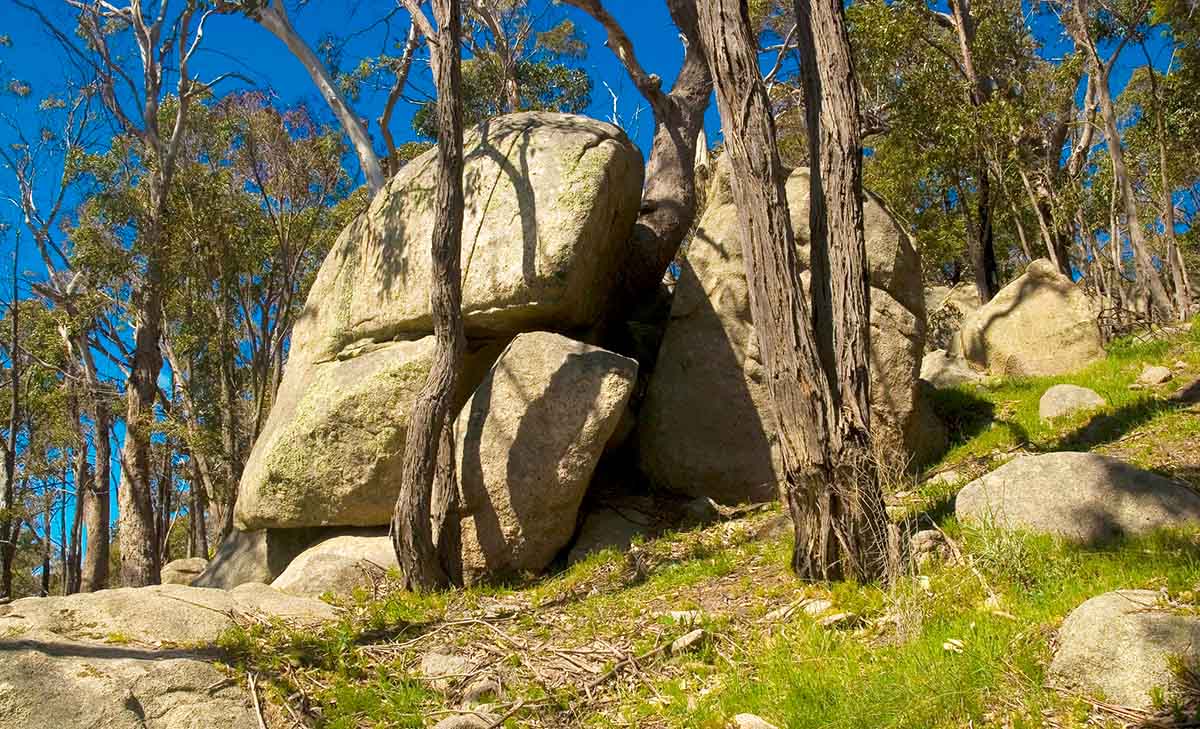A massive granite tor on Leanganook (Mount Alexander)