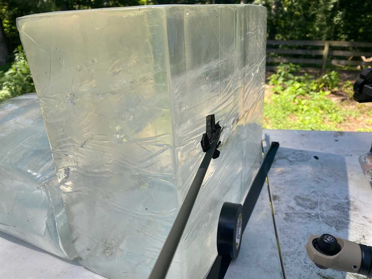 The deflection test used a ballistic gel block set at 75 degrees. 