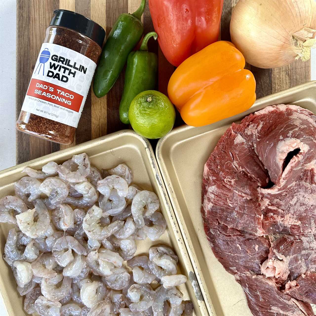 Steak and Shrimp Fajita ingredients