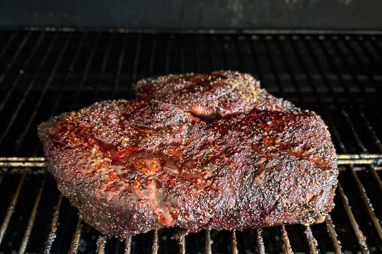 chuck roast smoked till internal temp of 175F