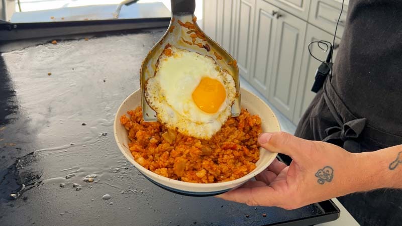 Kimchi Fried Rice on the LoCo Griddle