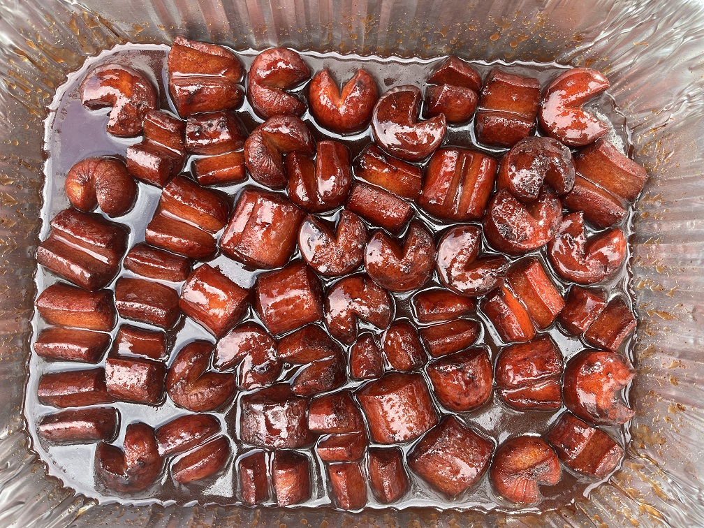Hot Dog Burnt Ends in BBQ Sauce
