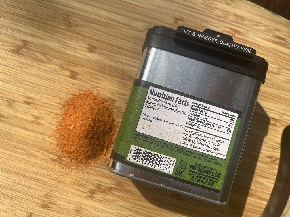 Traeger Pork and Poultry Ingredients