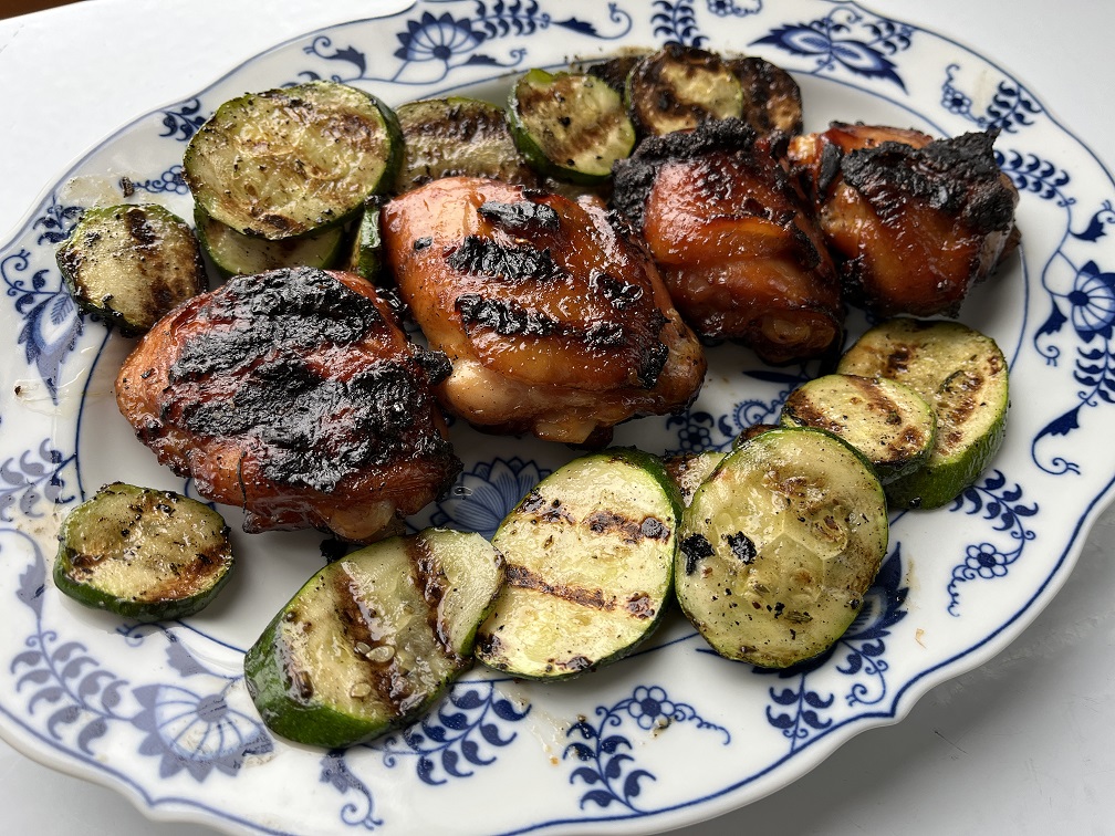 Traeger Grilled Zucchini with Chicken Thighs