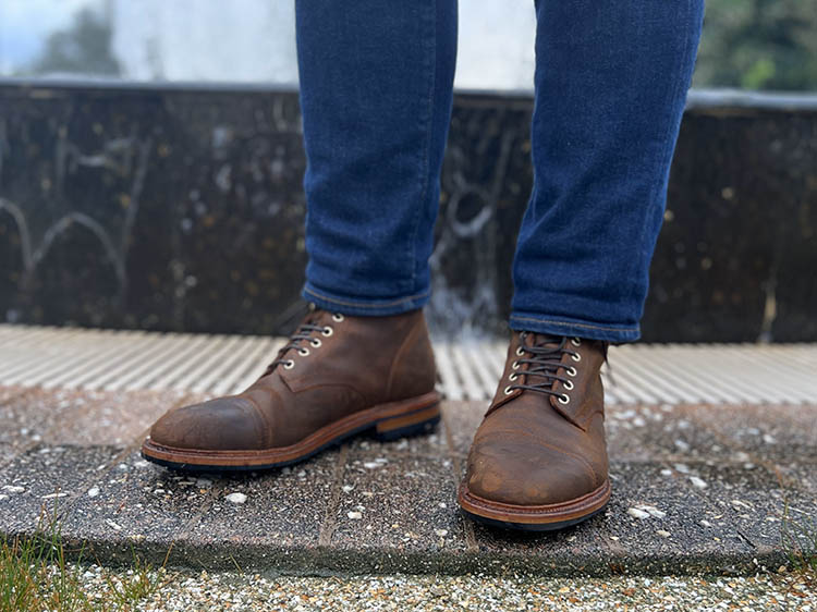 Parkhurst Richmond Boots Rust Waxy On Feet