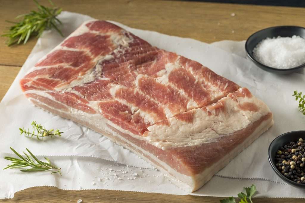 Raw pork belly