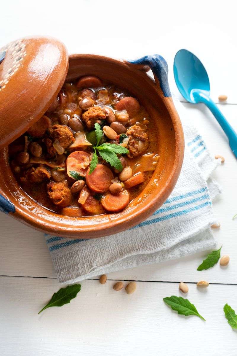 Smoked Charro Beans in a serving dish