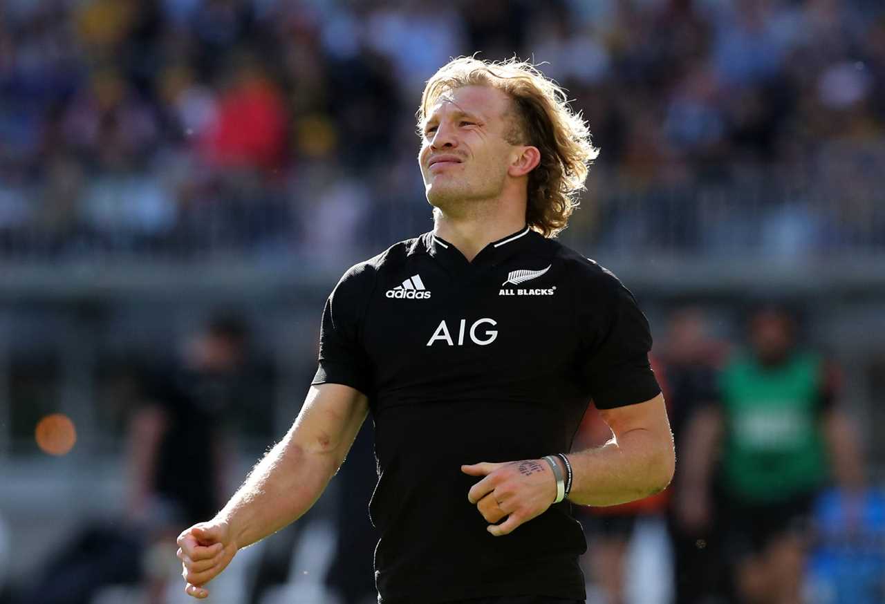 : Damian McKenzie of the All Blacks reacts during the Bledisloe Cup match between the Australian Wallabies and the New Zealand All Blacks, part of The Rugby Championship, at Optus Stadium on September 05, 2021 in Perth, Australia. (Photo by Will Russell/Getty Images)