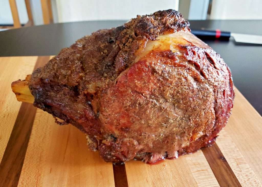 rested pellet grill prime rib