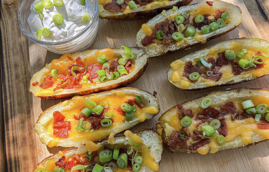 loaded smoked potato skins