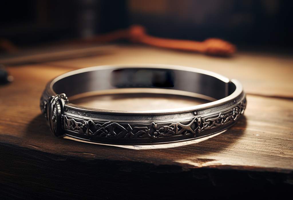 broad metal band bracelet