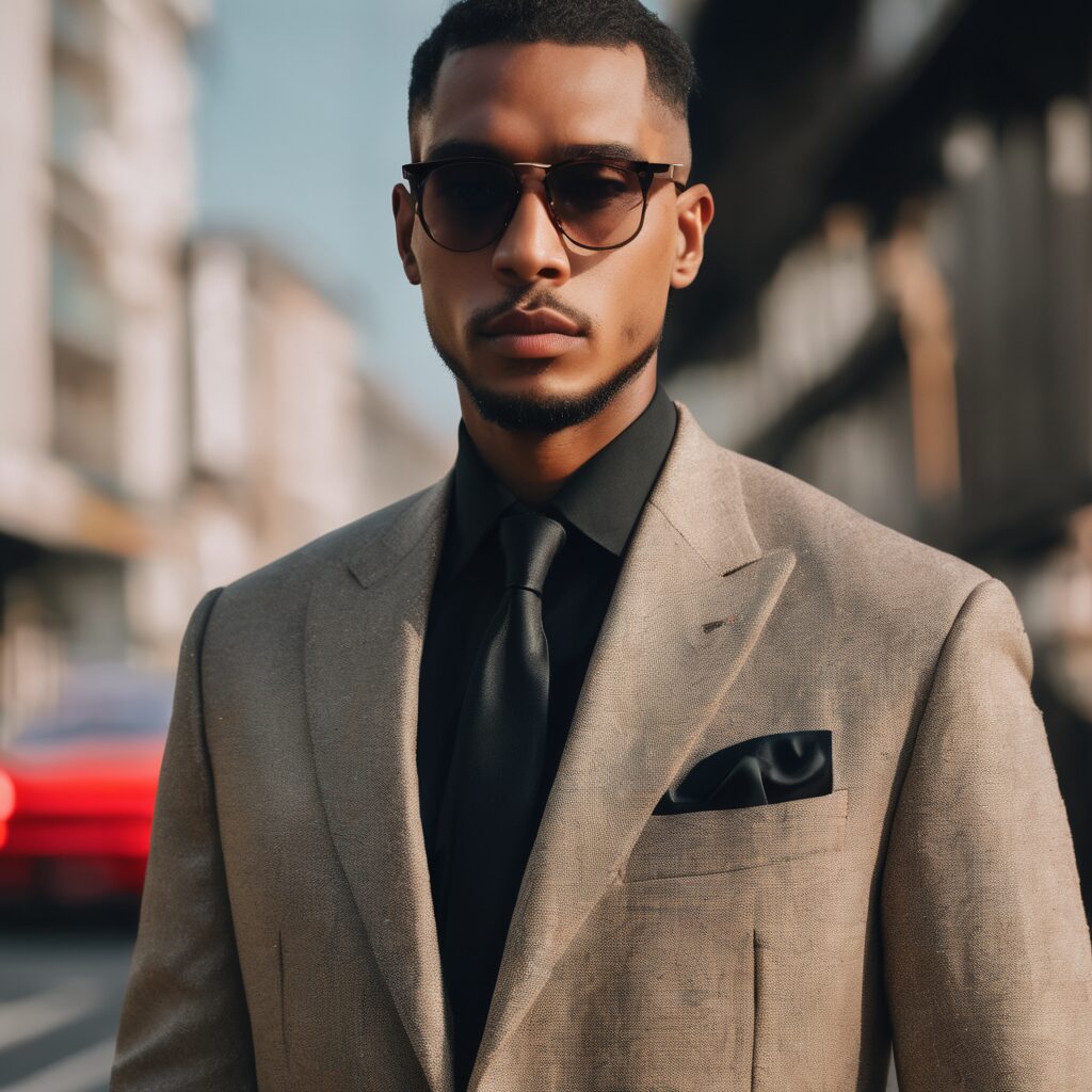 man wearing dark shirt and tie with lighter jacket