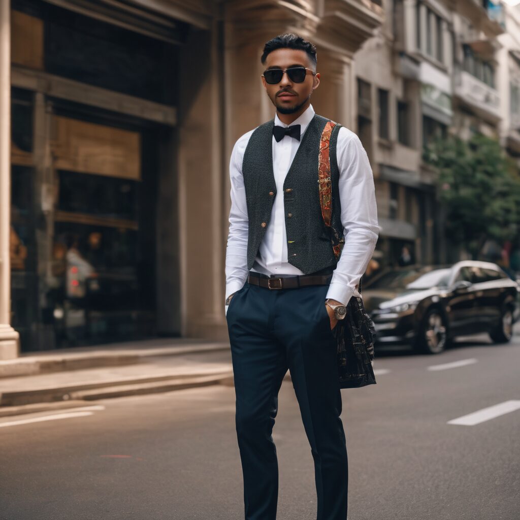 a man mixing streetwear and classic style