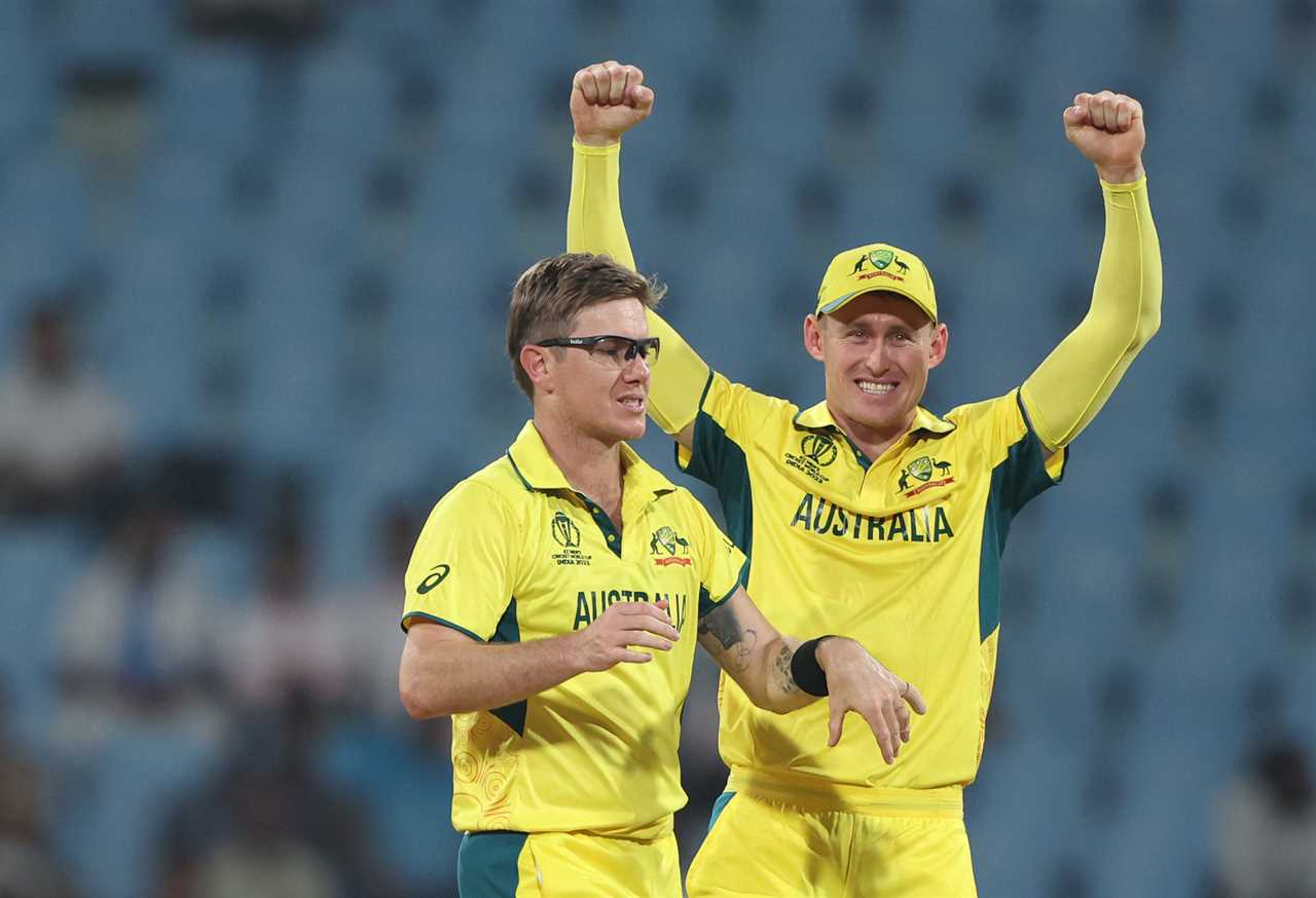 Adam Zampa celebrates the wicket of Maheesh Theekshana.