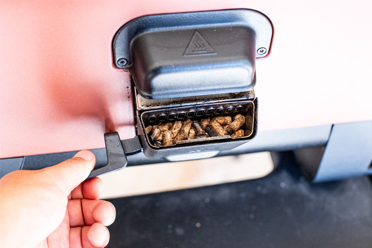 wood pellets in side of Ninja woodfire oven