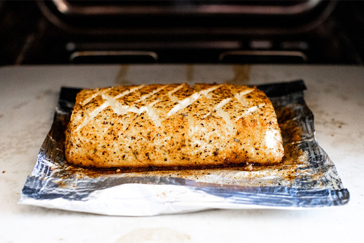 smoked cream cheese block in the oven