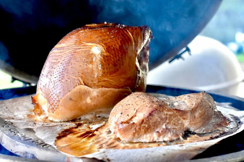 smoked turkey breast on the big green egg