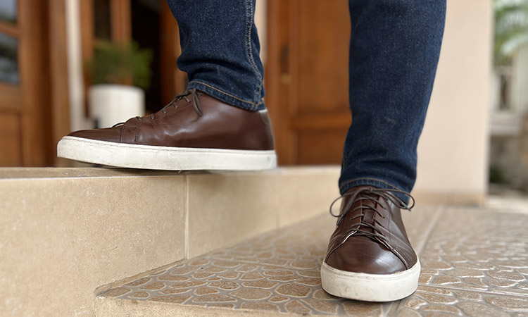 Brown Leather Coast Sneakers by Grant Stone