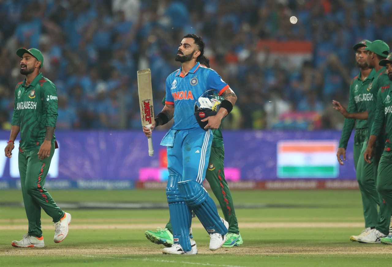 Virat Kohli celebrates his century against Bangladesh.