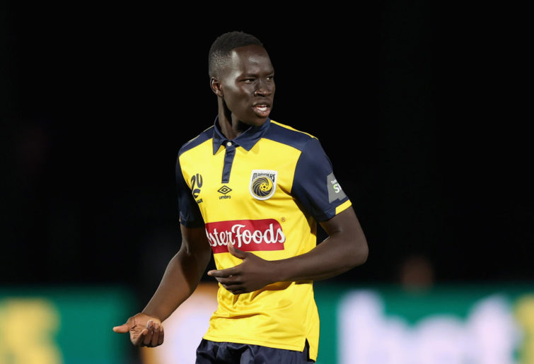 Alou Kuol of the Mariners reacts during the A-League