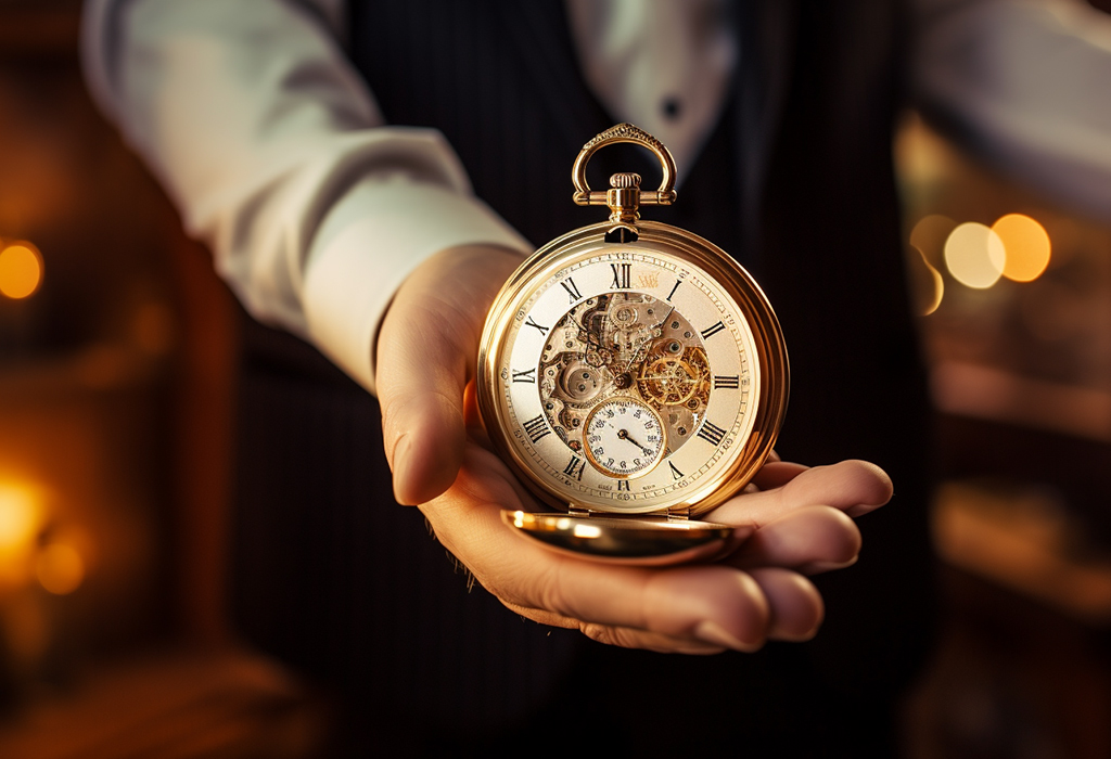 pocket watch in man's hand