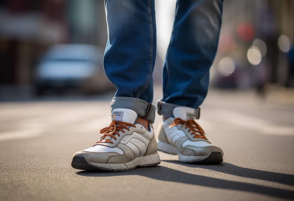 older guy look younger mistake - wearing sneakers 