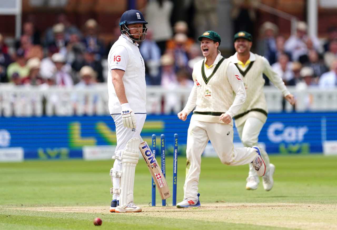 Jonny Bairstow looks frustrated after being run out by Alex Carey.