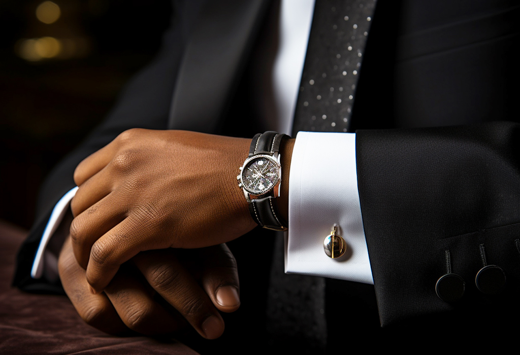 man wearing cufflinks