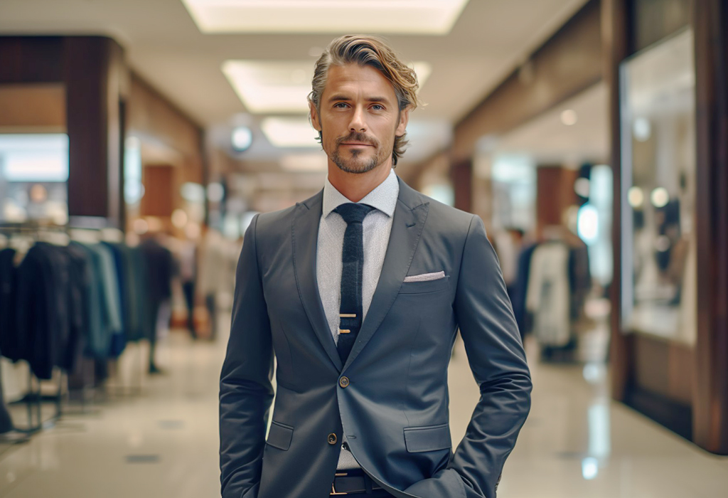 man wearing cambridge medium grey suit