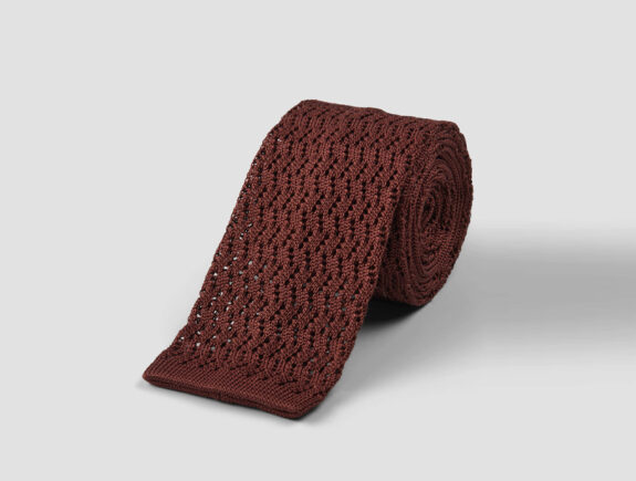 Spier & Mackay Burnt Orange Zig-Zag Silk Knit Tie