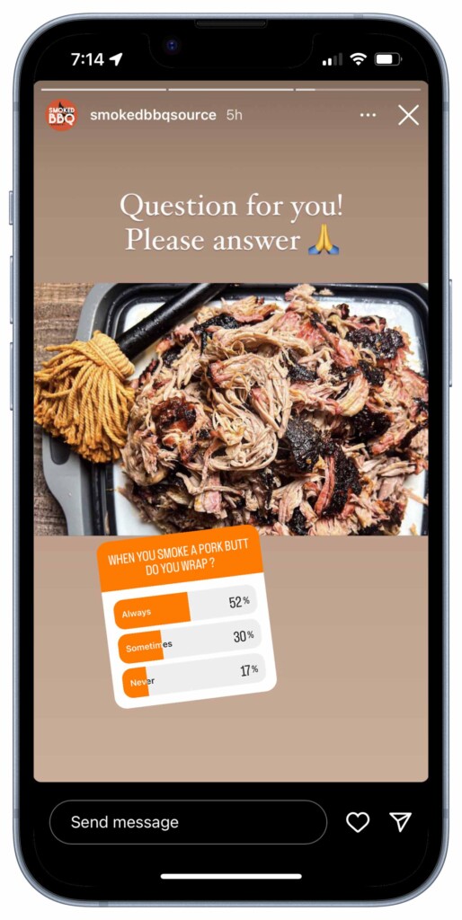 pork butt wrapping instagram poll