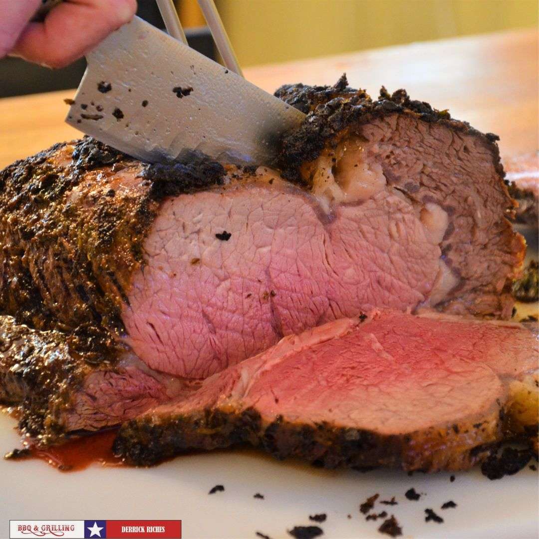 prime rib on a charcoal grill